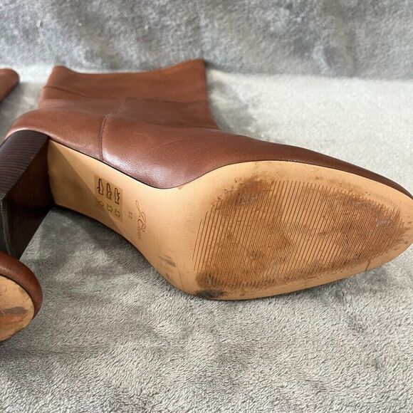 J.Crew Anya Mid Calf Stacked Boot Burnished Brown Leather Womens Size 12 - Picture 5 of 12